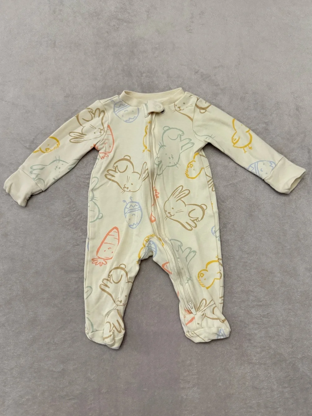 Carter’s Baby Footed Sleeper Pajamas 3 Months Bunny Chick 2-Way Zip Cotton